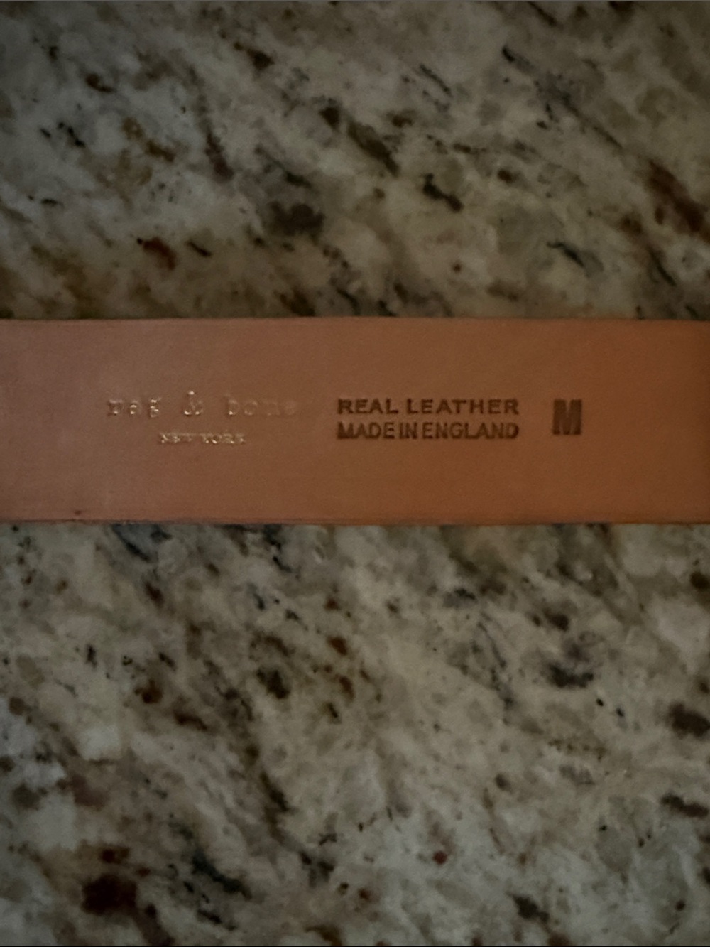 rag & bone Rebound Leather Belt Antique White Rectangular Gold Tone Buckle SZ M - Picture 8 of 11